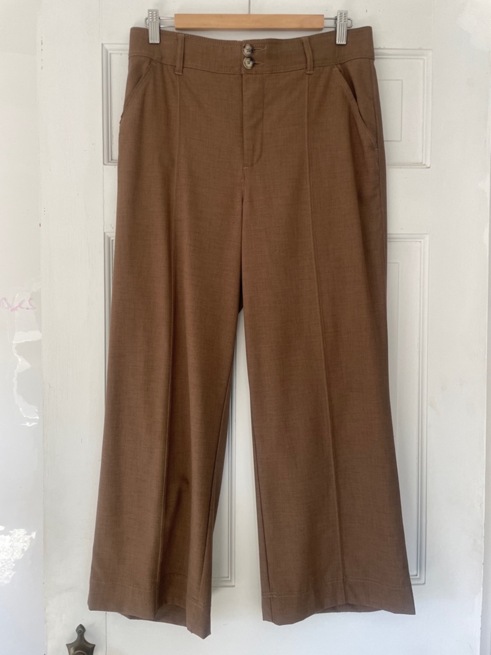 Wide-Leg Light Brown Dress Pants